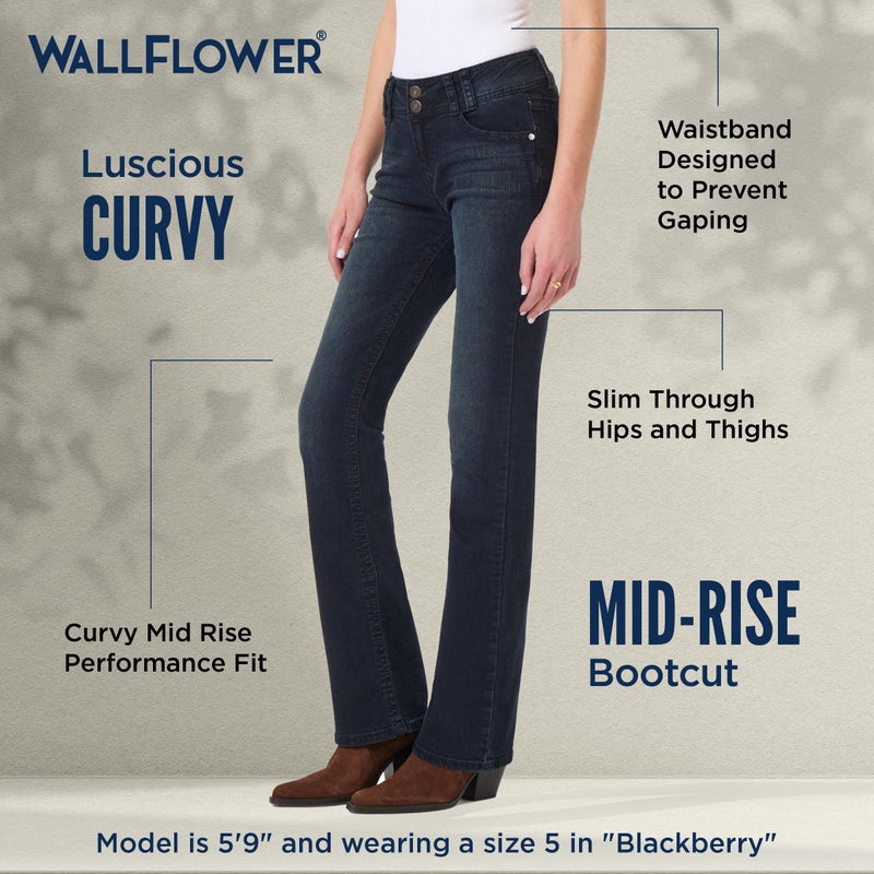 WallFlower Women's InstaStretch Luscious Curvy Bootcut Jeans, BlackBerry, 11 - Image 5